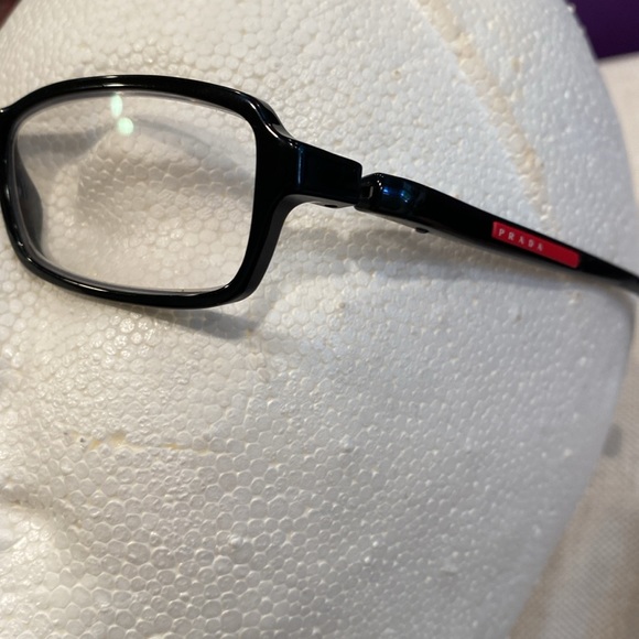 PRADA EYE GLASSES 🤓 VPS 04B 53 15 1AB 101 140 black frame side logo & flap case - Picture 15 of 16